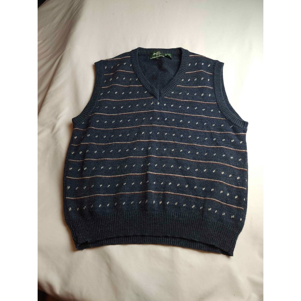 Vintage Hunters Ridge Sweater Vest Mens XL Blue Knit‎ Fair Isle V-Neck Preppy